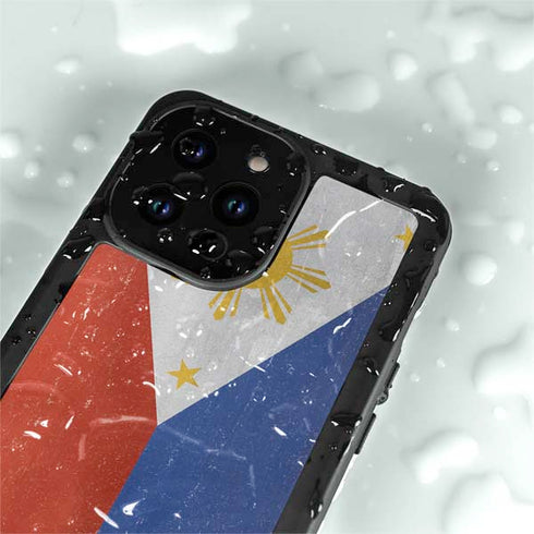 Philippines Flag Distressed iPhone 14 Pro Waterproof Case